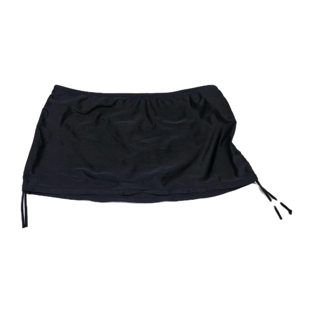 Hapari Women's Swim Bottom with Skirt Black Size Large 12 14 Ruched Sides Beach